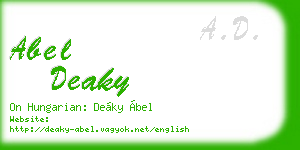 abel deaky business card